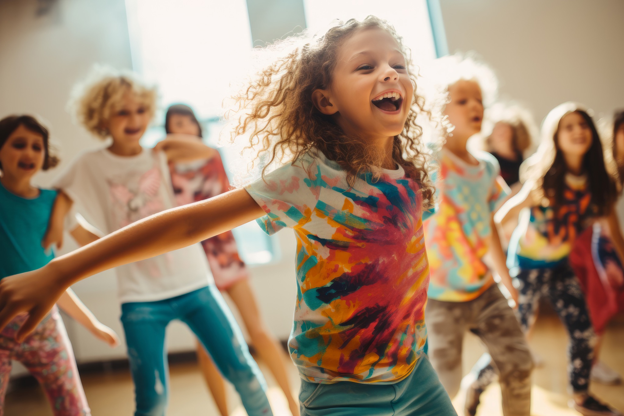Kinder erleben eine aktive Übung im Training